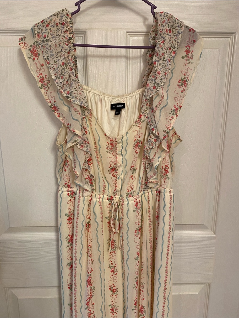 torrid Cream Maxi Dress floral Size 1